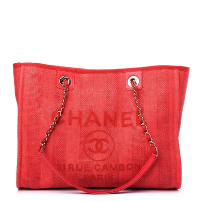 Chanel Mixed Fibers Striped Deauville Tote