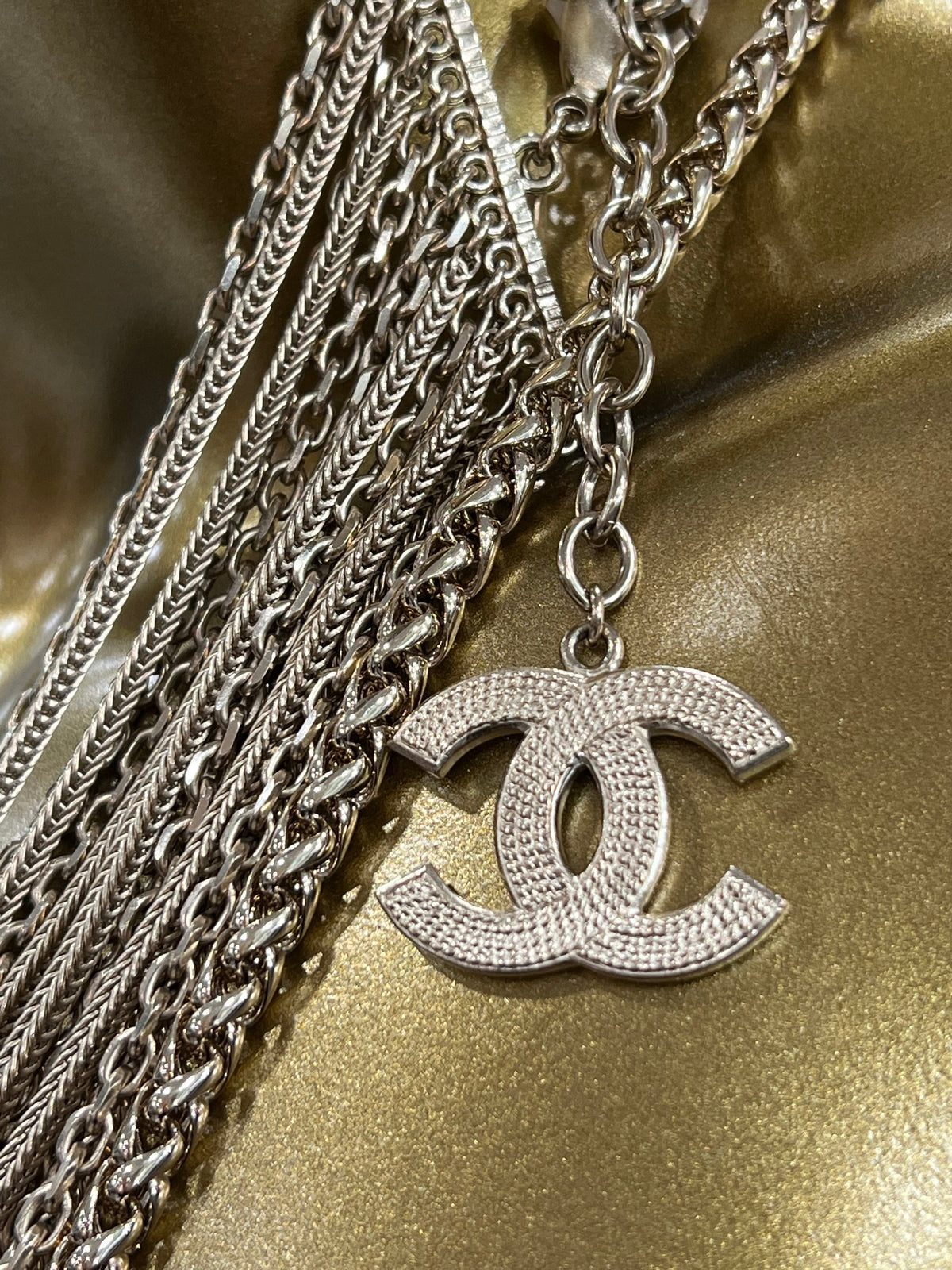 CHANEL CC MULTI STRAND CHAIN LINK NECKLACE