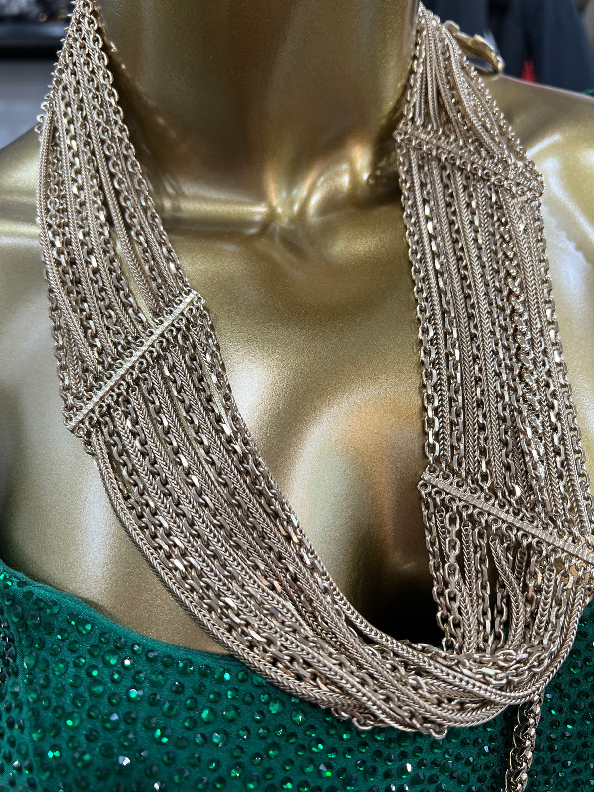 CHANEL CC MULTI STRAND CHAIN LINK NECKLACE