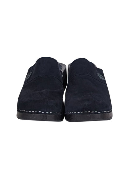 Chanel - Navy Suede Clog Mules Sz