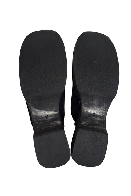 Chanel - Navy Suede Clog Mules Sz