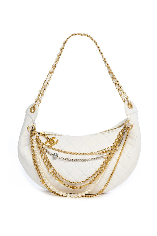 CHANEL PARIS NY ALL ABOUT CHAINS NAPPA LEATHER HOBO BAG