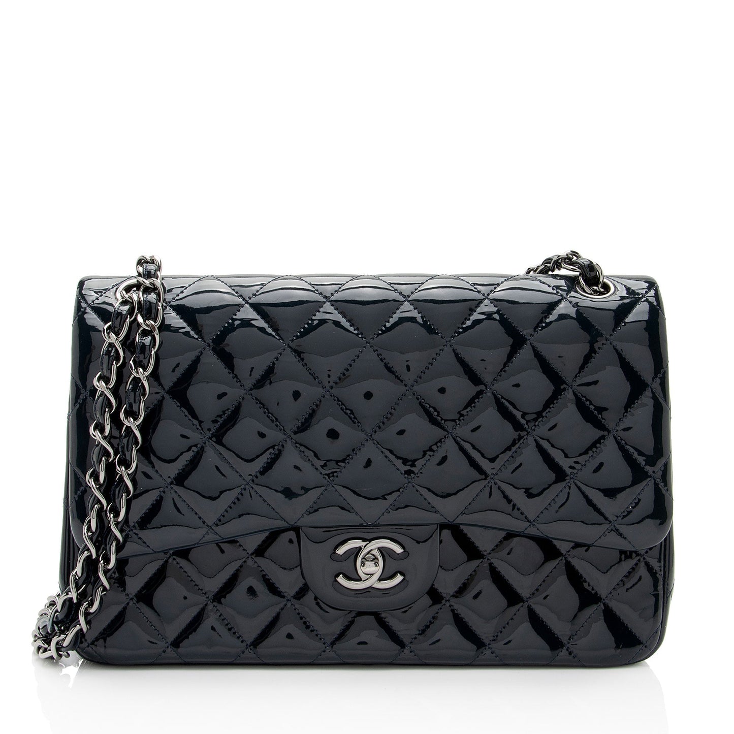 Chanel Patent Leather Classic Jumbo Double Flap Bag