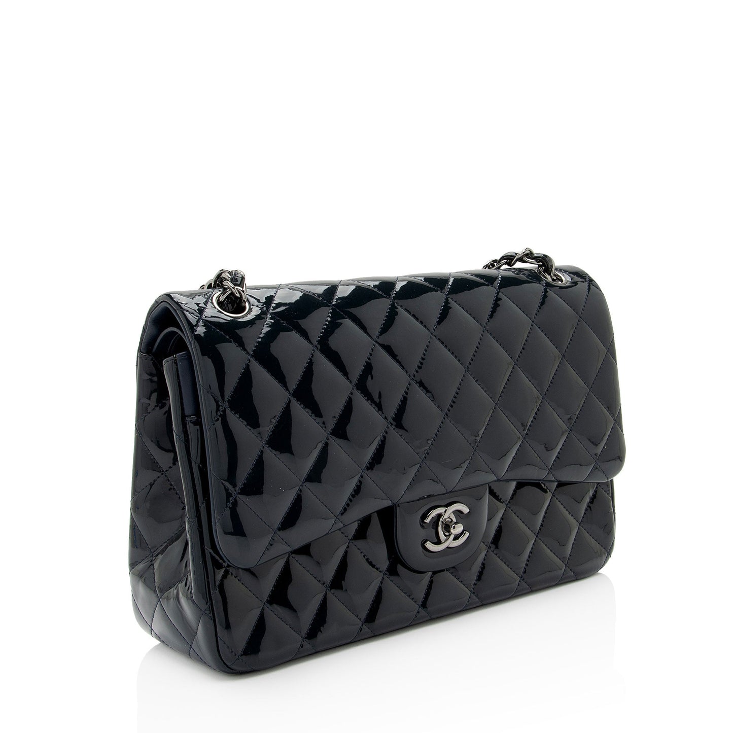 Chanel Patent Leather Classic Jumbo Double Flap Bag