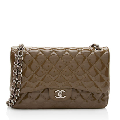 Chanel Patent Leather Classic Jumbo Double Flap Bag