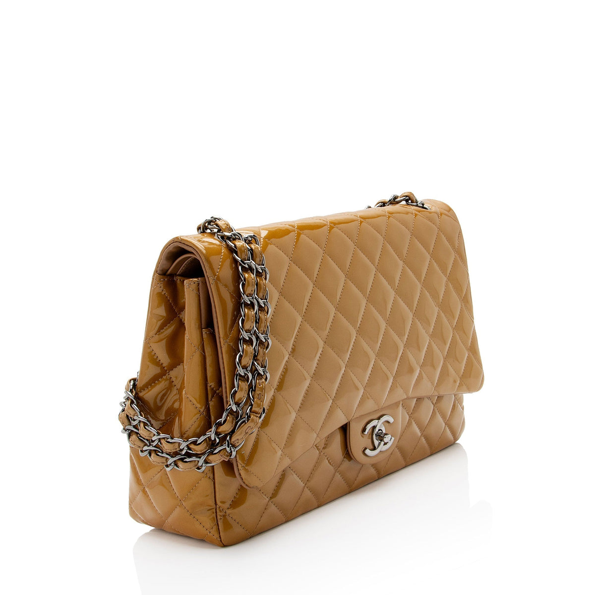 Chanel Patent Leather Classic Maxi Double Flap Bag (SHF-If9V1h)