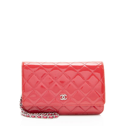Chanel Patent Leather Classic Wallet on Chain (SHF-13OxMa)