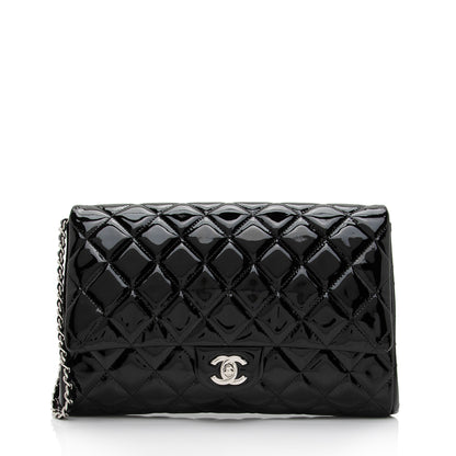Chanel Patent Leather Flap Clutch on Chain (SHF-9c9WQx)