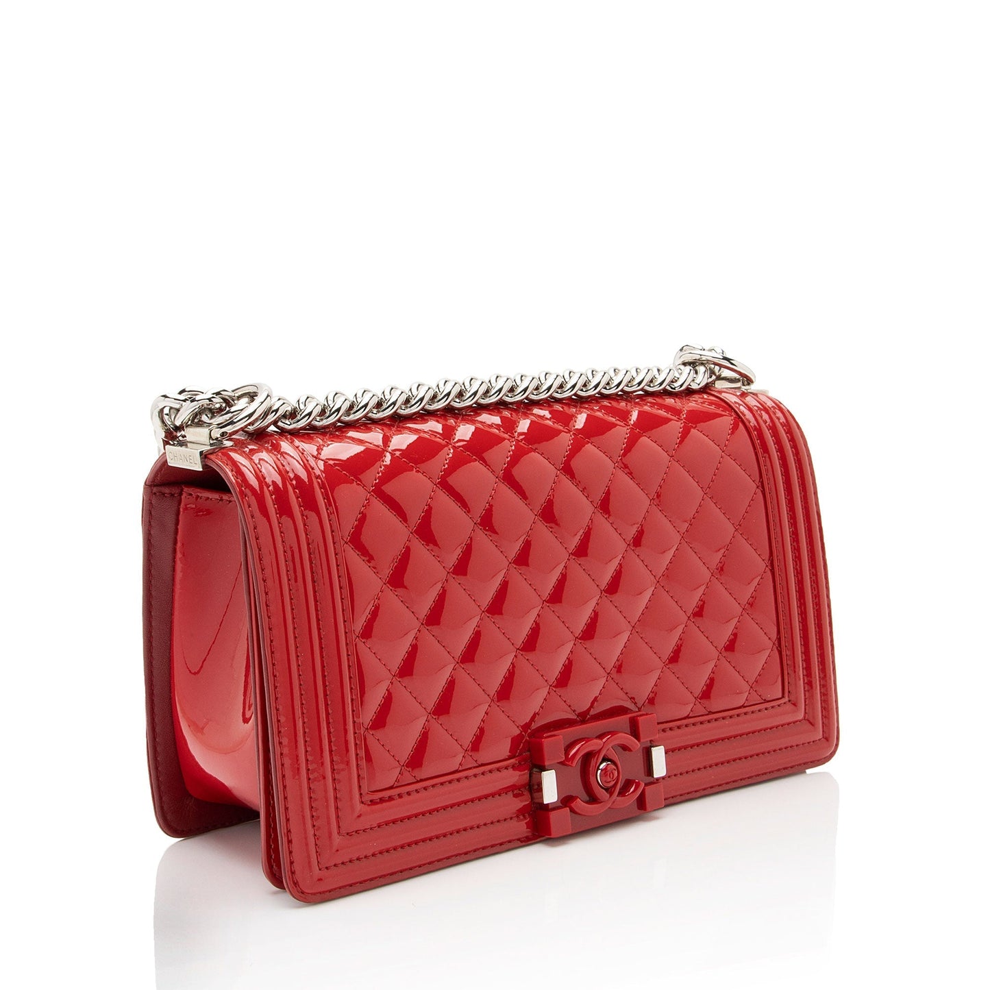 Chanel Patent Leather Plexiglass Old Medium Boy Bag