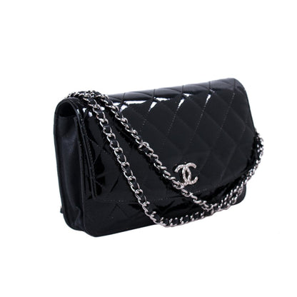 Chanel Quilted Patent Wallet on Chain WOC