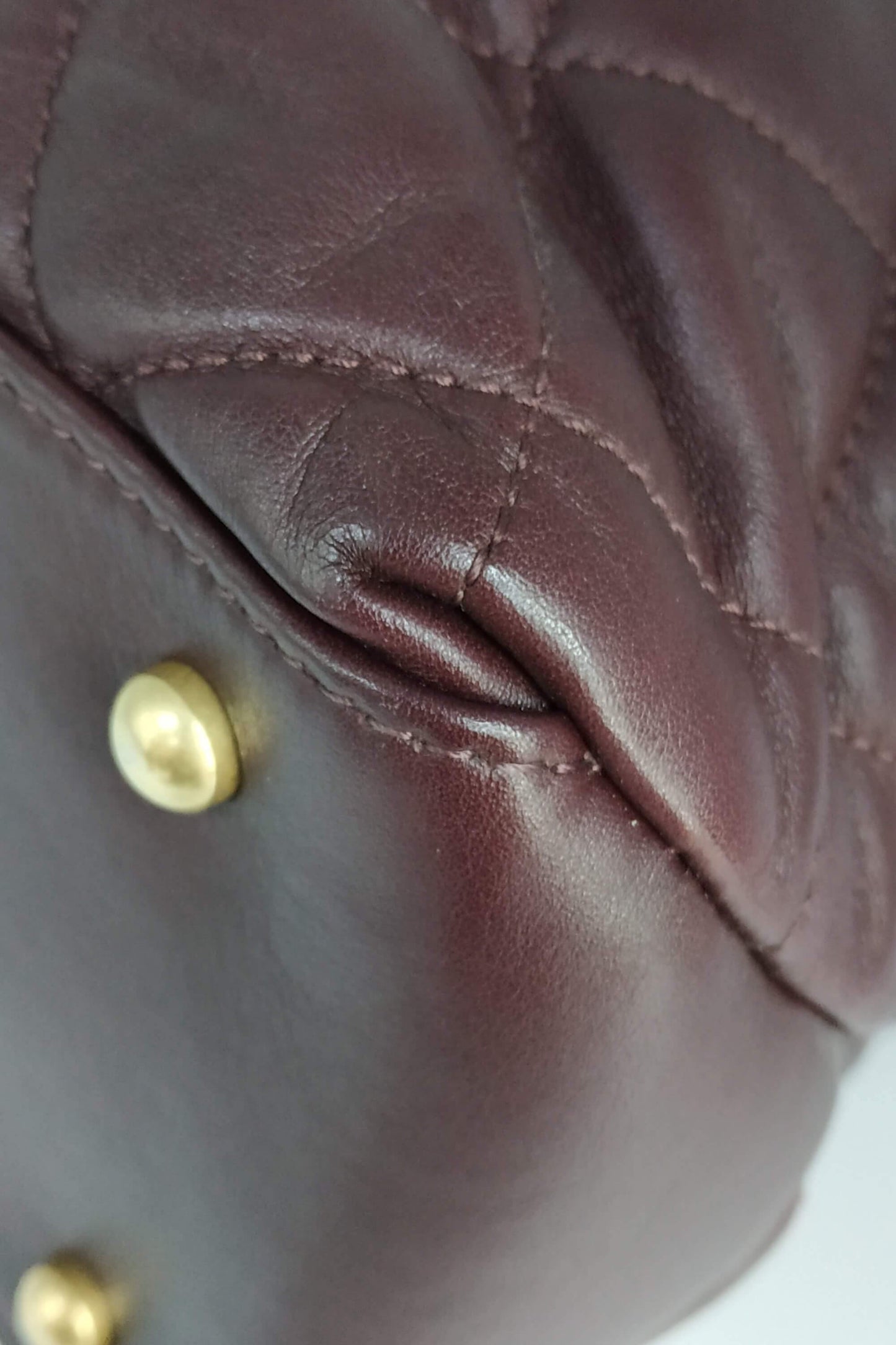 Quilted CC Tote with Distressed Leather Burgundy