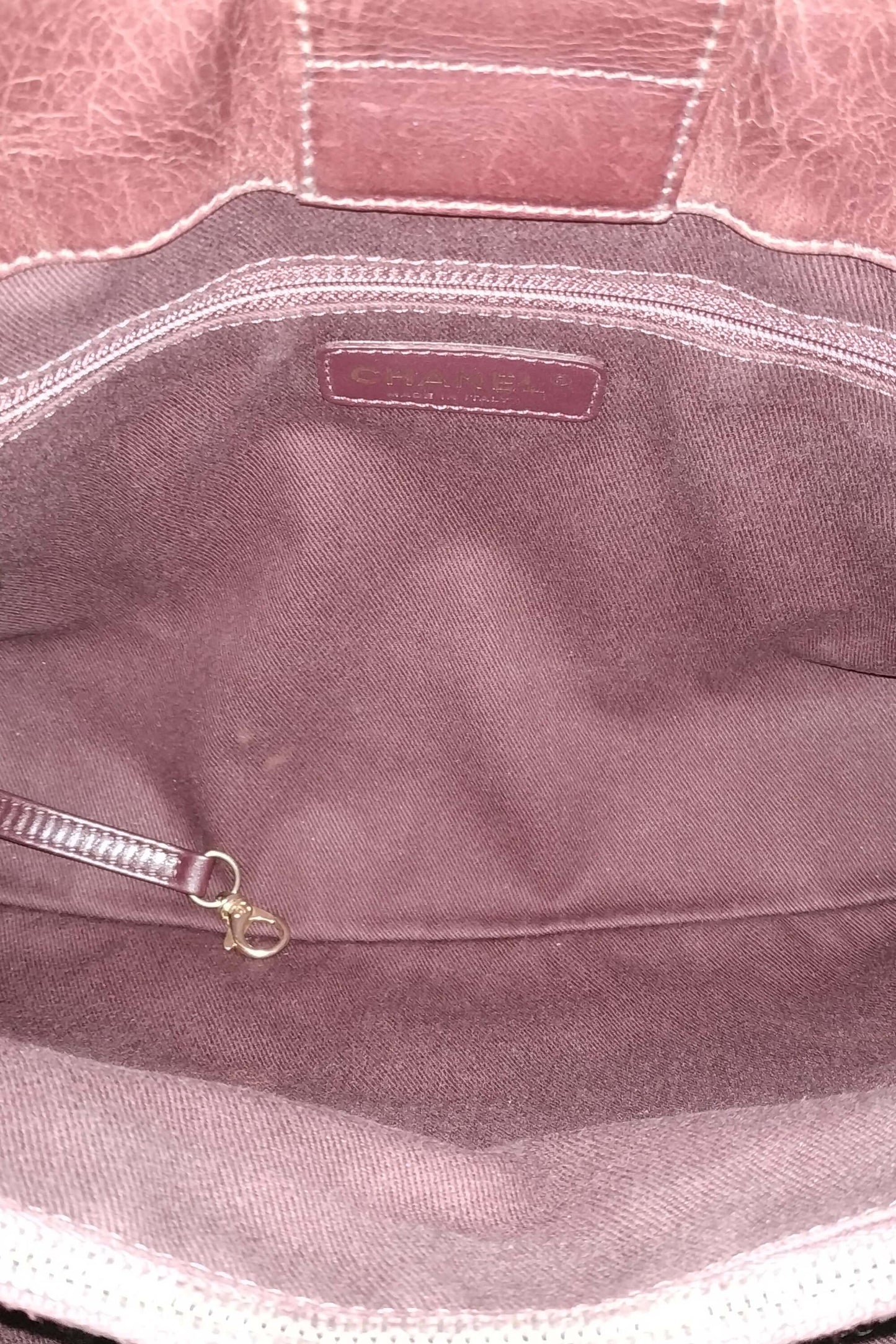 Quilted CC Tote with Distressed Leather Burgundy