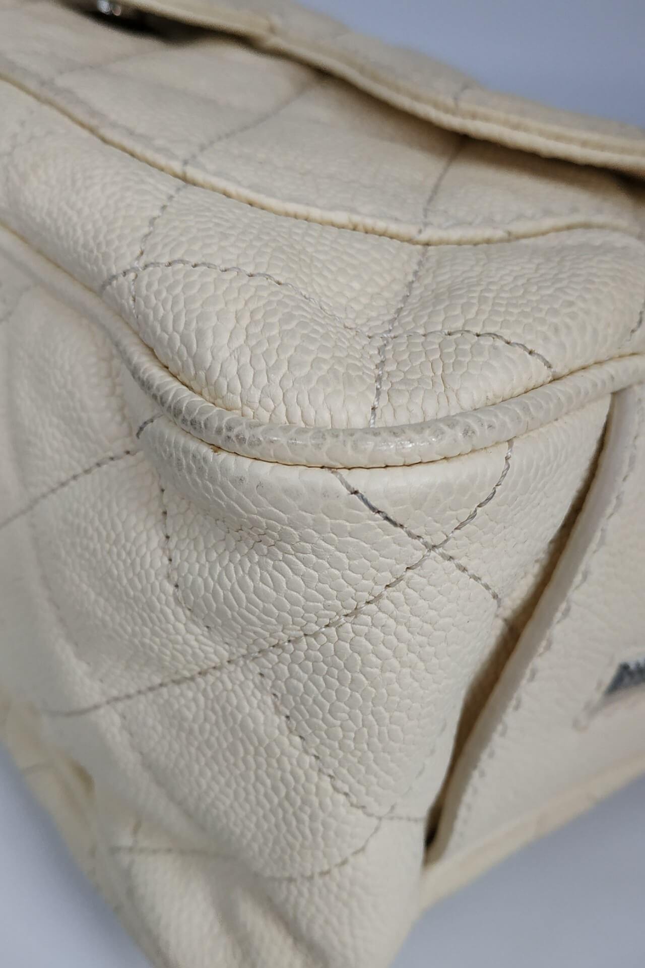 Quilted Caviar Front Pocket Camera Bag Beige