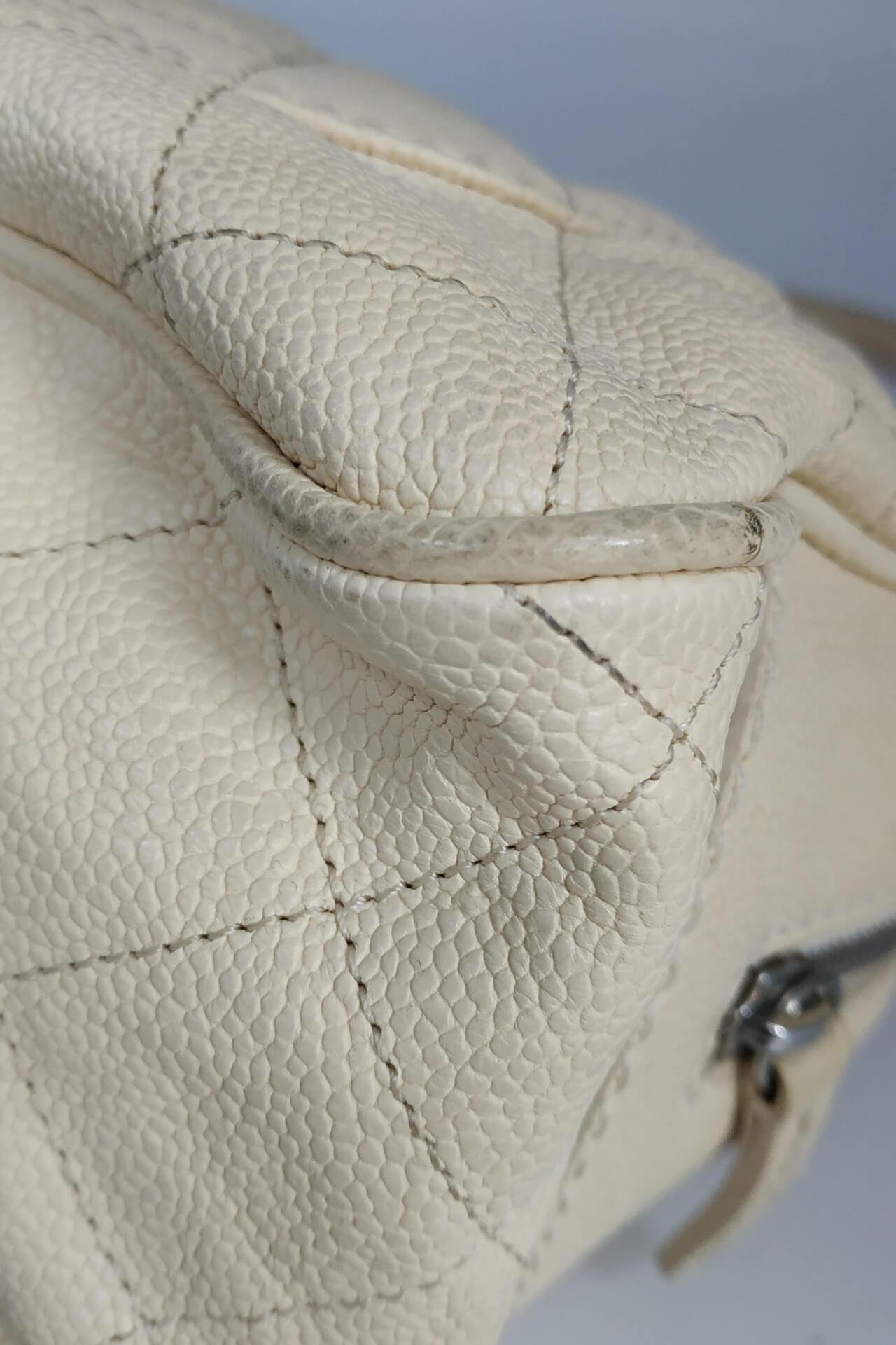 Quilted Caviar Front Pocket Camera Bag Beige