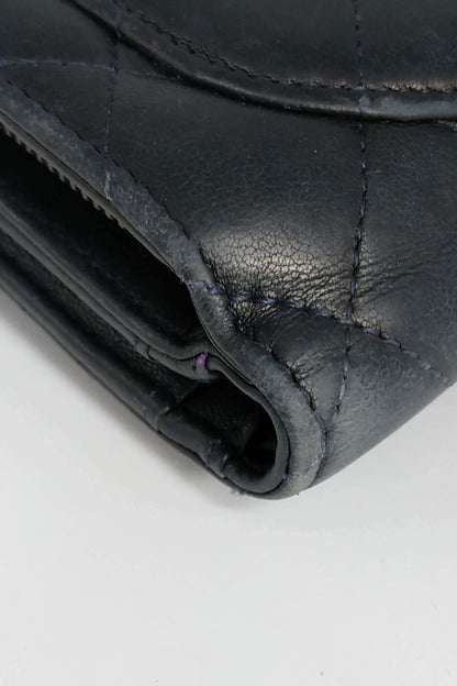 Quilted French Purse Wallet Black