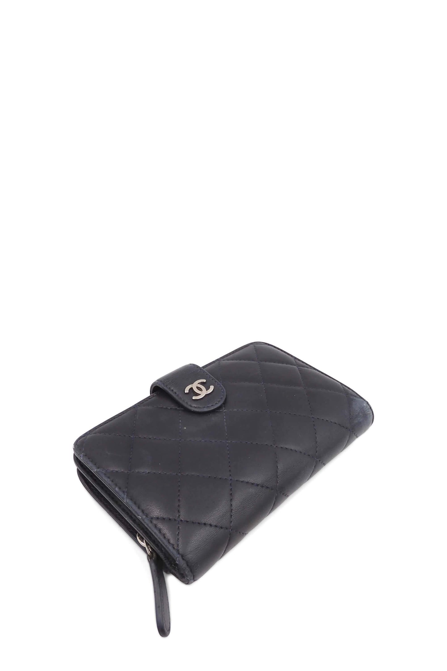 Quilted French Purse Wallet Black