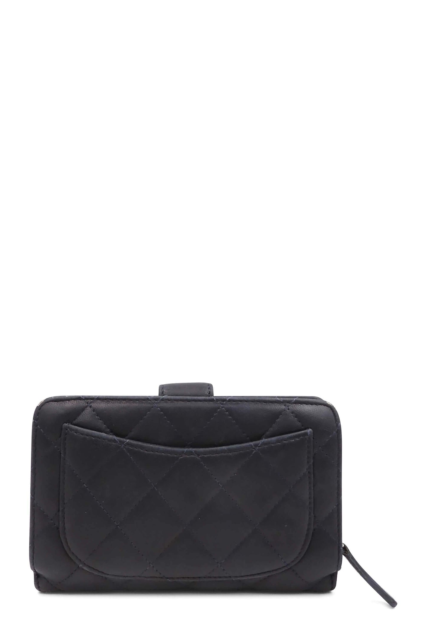 Quilted French Purse Wallet Black