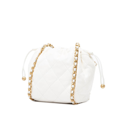 Chanel Quilted Lambskin Chain Around Bucket Bag