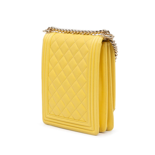 Chanel Quilted Lambskin North South Boy Flap