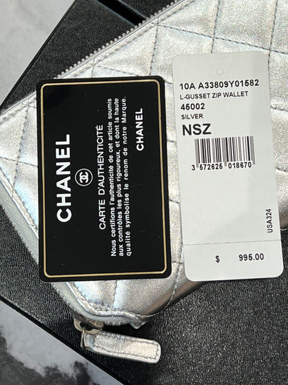 CHANEL QUILTED LAMBSKIN ZIP AROUND WALLET