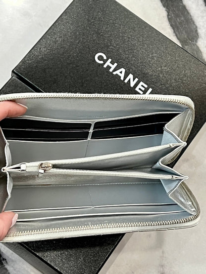 CHANEL QUILTED LAMBSKIN ZIP AROUND WALLET