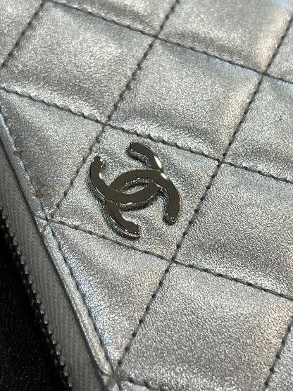 CHANEL QUILTED LAMBSKIN ZIP AROUND WALLET