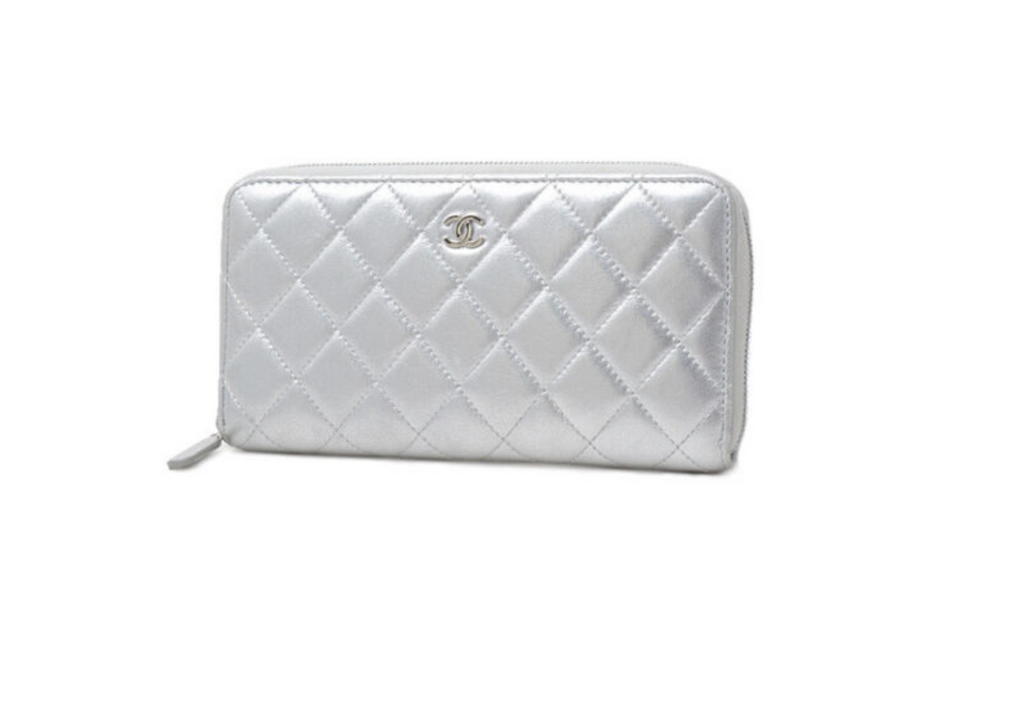 CHANEL QUILTED LAMBSKIN ZIP AROUND WALLET