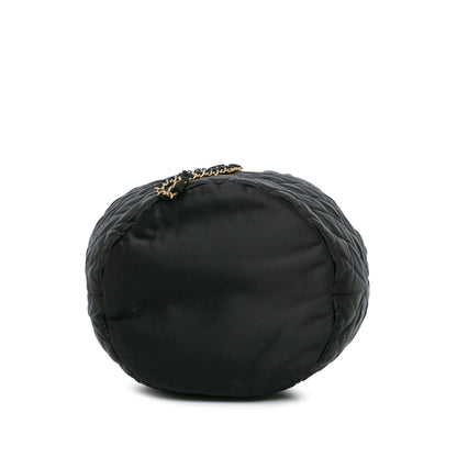 Chanel Quilted Nylon Crystal CC Drawstring Sling Bag
