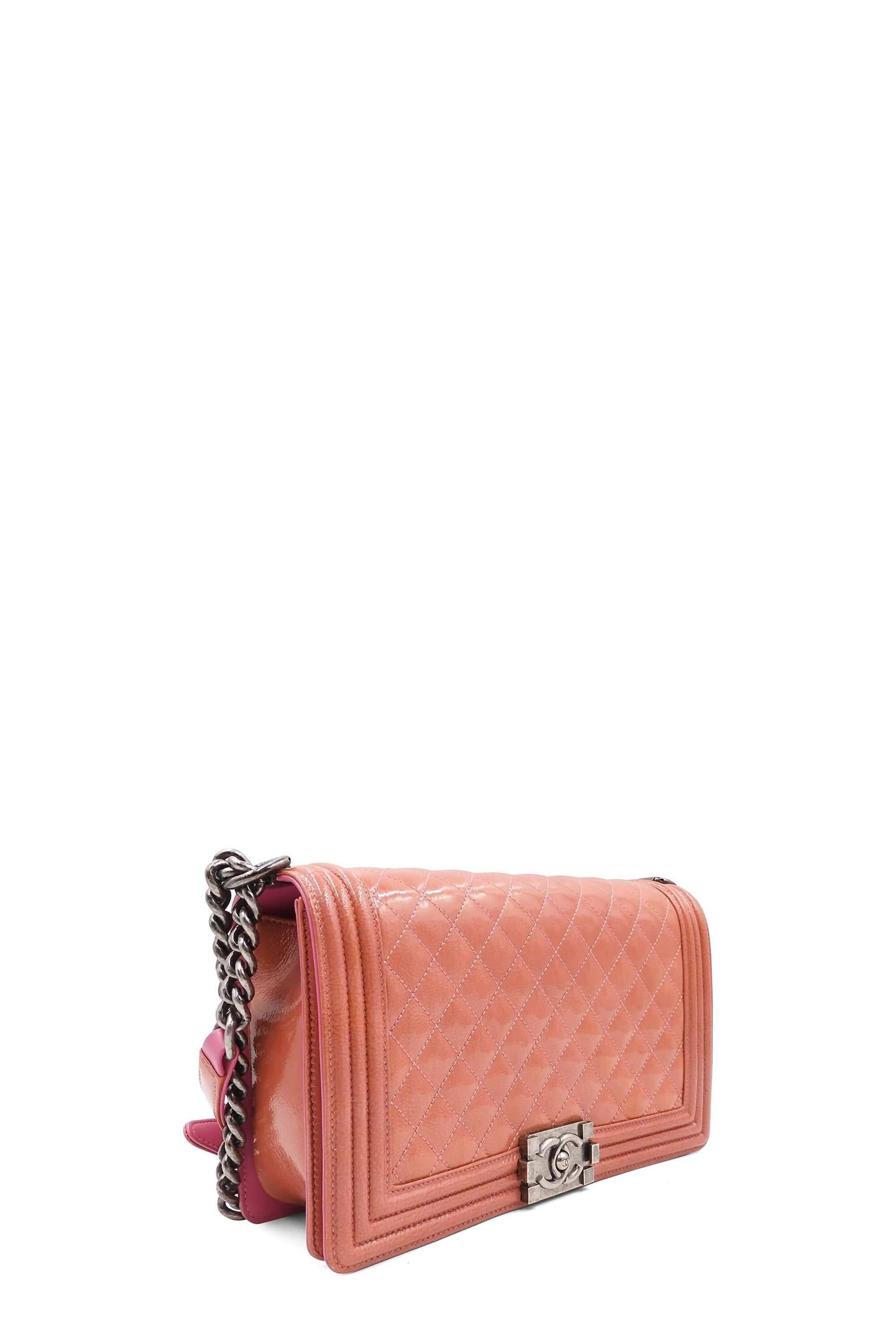 Quilted Patent New Medium Boy with Ruthenium Hardware