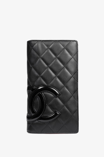 Chanel Cambon Line Black Quilted Leather CC Wallet