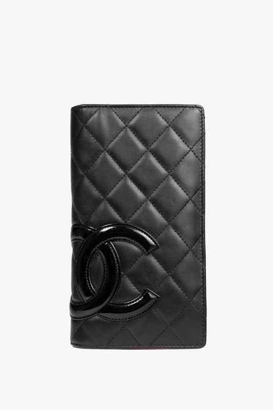 Chanel Cambon Line Black Quilted Leather CC Wallet