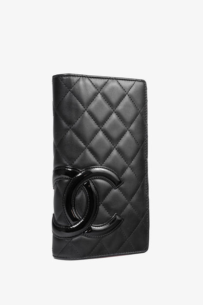 Chanel Cambon Line Black Quilted Leather CC Wallet