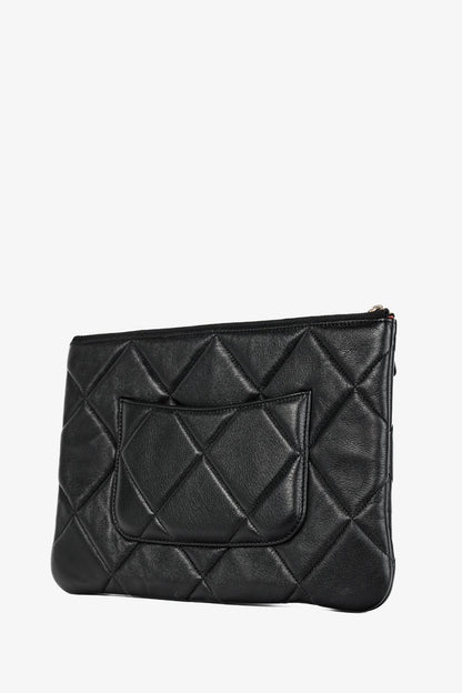 Chanel Black 19 Model Lambskin Quilted Medium O-Case