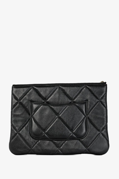 Chanel Black 19 Model Lambskin Quilted Medium O-Case