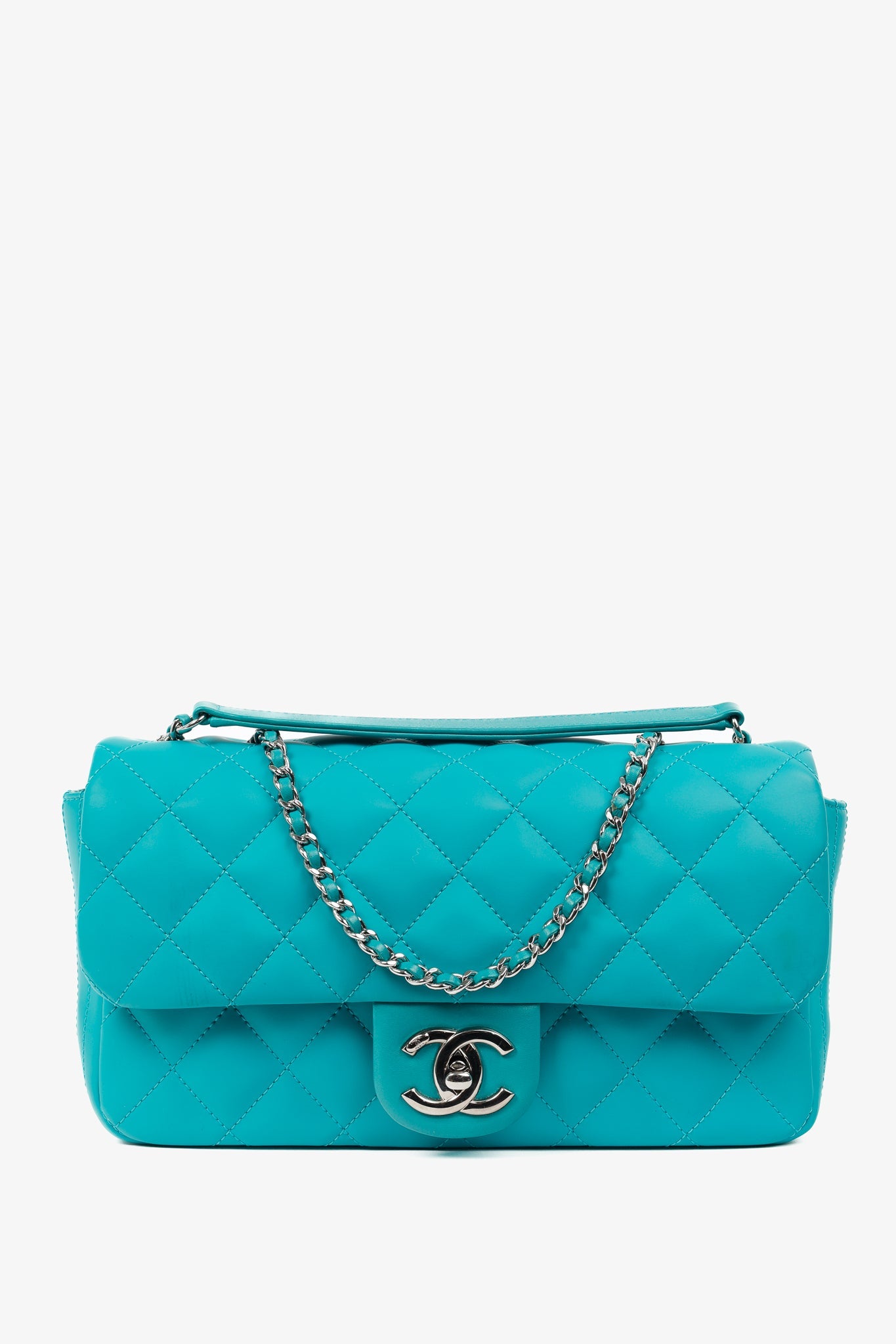 Chanel Teal Paris-Seoul Medium Lambskin Coco Rain Flap Bag
