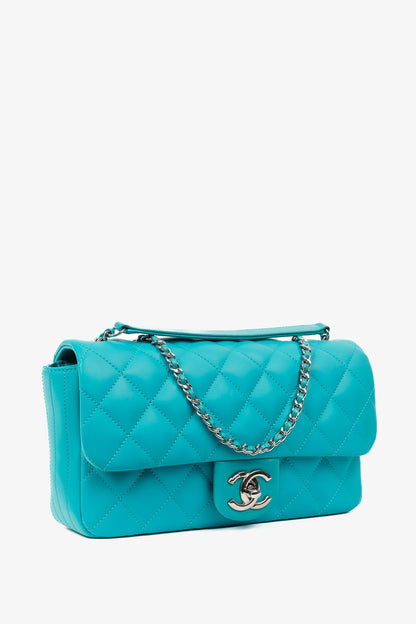 Chanel Teal Paris-Seoul Medium Lambskin Coco Rain Flap Bag