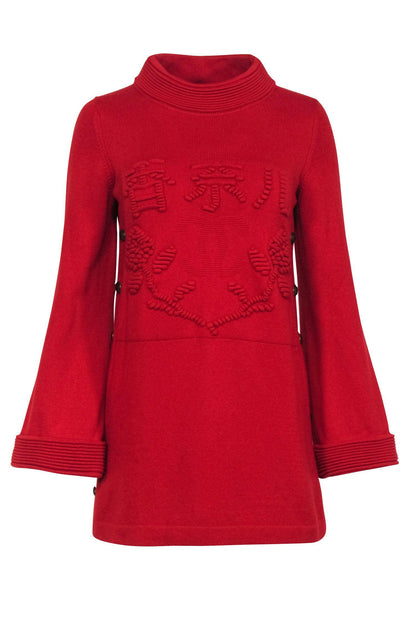Chanel - Red Cashmere Paris Shanghai Collection Sweater Sz
