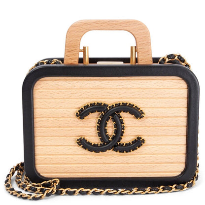 CHANEL BEECH WOOD & LAMBSKIN CC VANITY CASE BAG