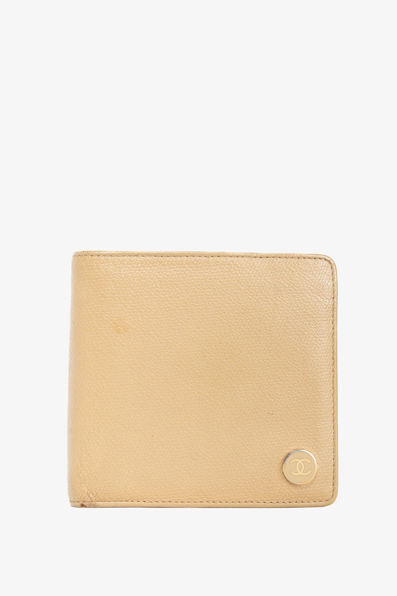 Chanel Camel Caviar Leather CC-Logo Bifold Wallet