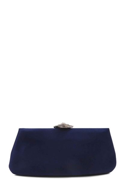 Satin Camellia Clutch Blue
