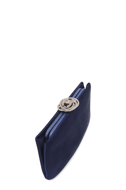 Satin Camellia Clutch Blue
