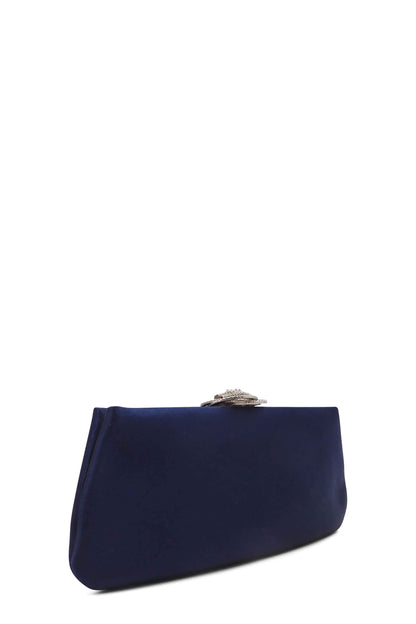 Satin Camellia Clutch Blue
