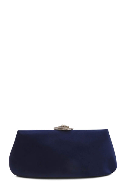 Satin Camellia Clutch Blue