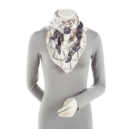Chanel Silk Camellia CC Square Scarf (SHF-uNAJam)