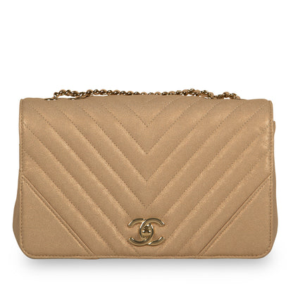 Iridescent Chevron Statement Flap Bag