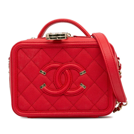 Chanel Small Caviar Filigree Vanity Case (SHG-8sX2Za)