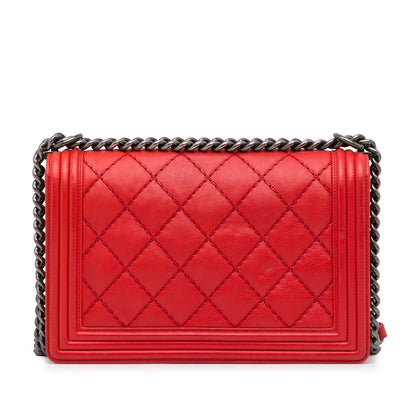 Chanel Small Lambskin Double Stitch Boy Flap (SHG-xZDUeB)