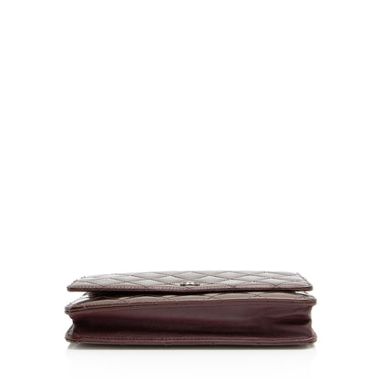 Chanel Striated Patent Leather Classic Wallet on Chain