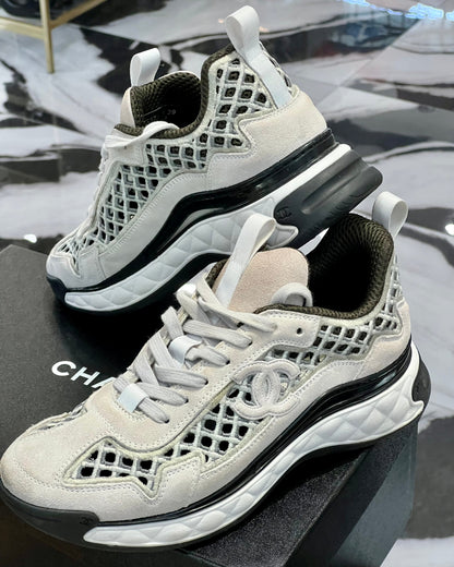 CHANEL SUEDE & CALFSKIN LEATHER SNEAKERS
