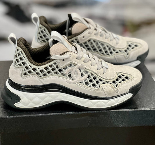 CHANEL SUEDE & CALFSKIN LEATHER SNEAKERS